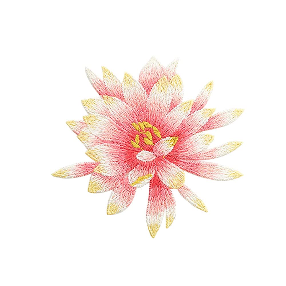 Sourcemall One Pair Sew on Blue Peony Floral Patches, Embroidered Flower Appliques for DIY Clothing, Jackets, Jeans, Backpacks, Hats, Arts Craft Sew Making (Pink Begonia)