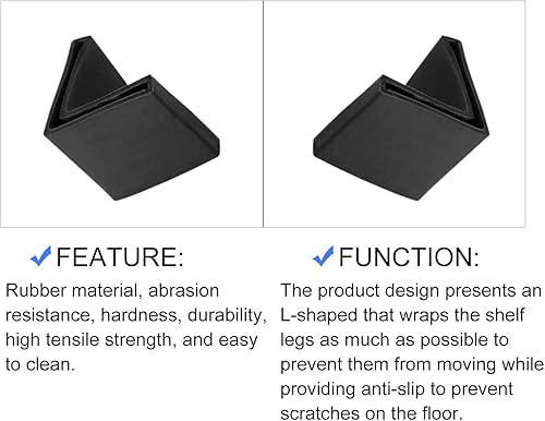Miniatura 4 de Almohadillas angulares de hierro para muebles (1.772 in1.77 pulgadas), 4 unidades, cubiertas de pie de PVC en forma de L - para pies de muebles,
