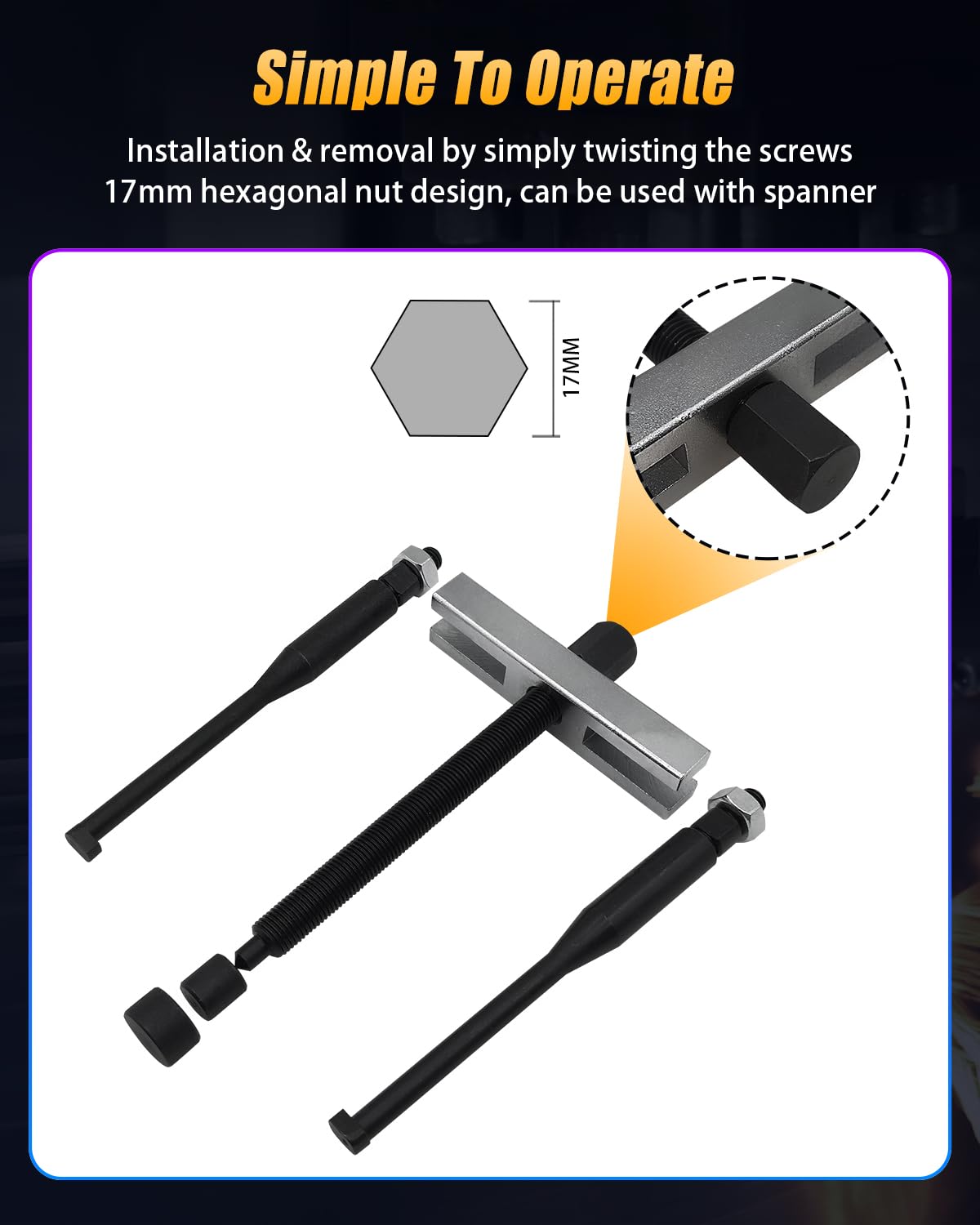 Juego de extractor de volante, kit de herramientas de extracción de volante de coche para diferentes vehículos, distancia ajustable de 1.5 a 3.3 pulgadas