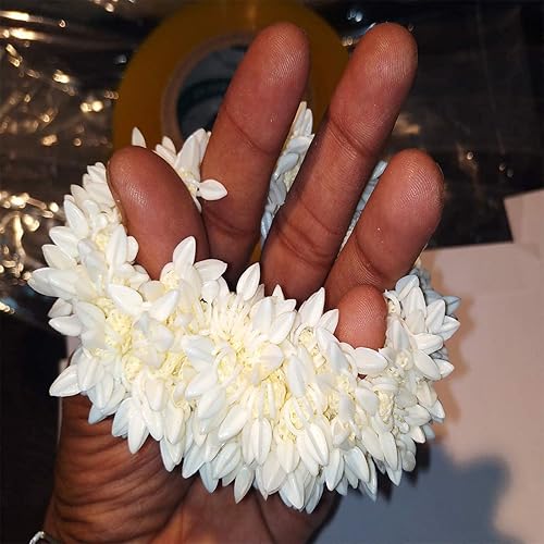 Miniatura 5 de BlueQueen Hair Mogra - Banda de goma perfumada Gajra, accesorios para el cabello para mujeres y niñas (blanco) (tamaño libre (1.06 oz) (paquete de