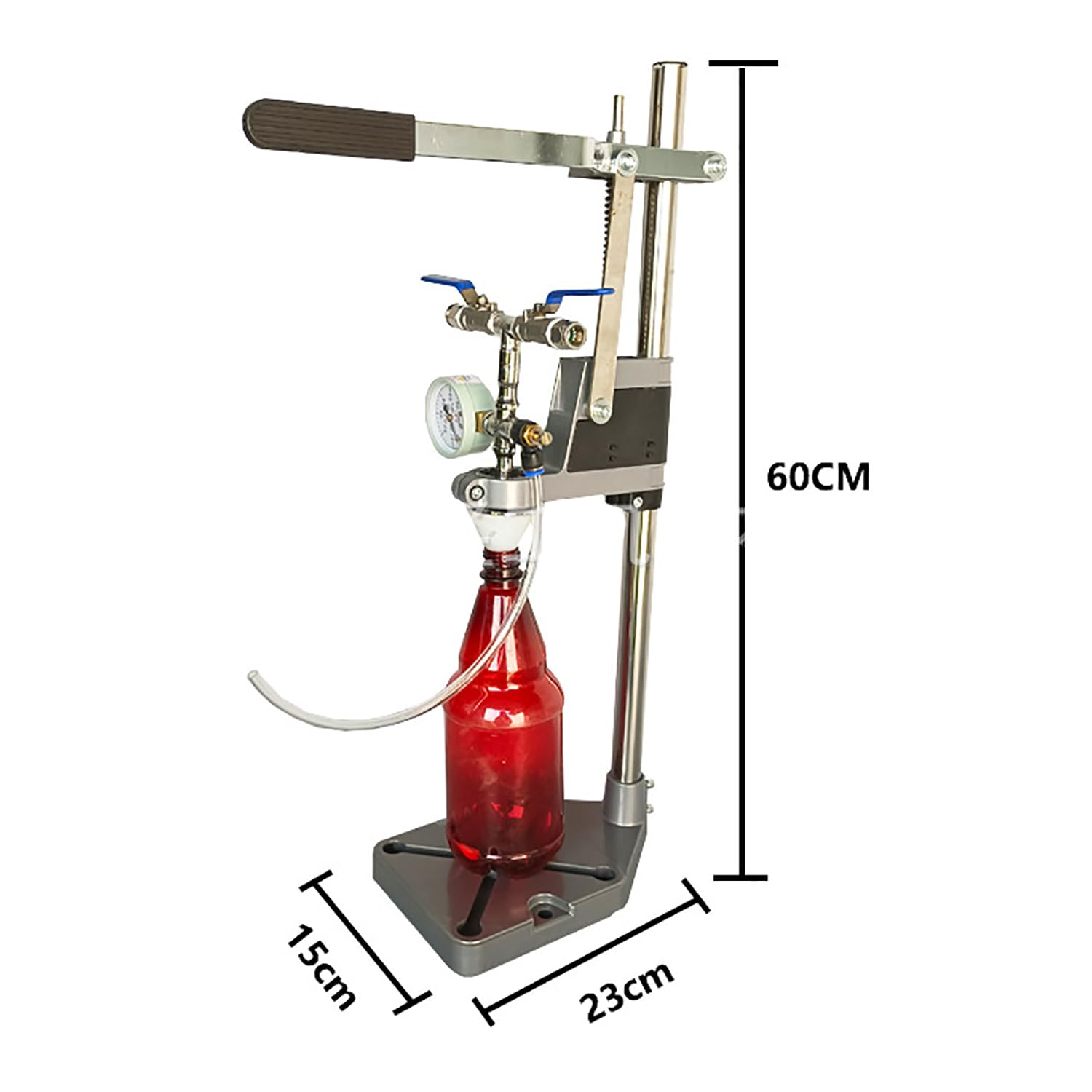 Llenadora de botellas de contrapresión – Máquina de llenado manual de bebidas con manómetro y válvula de escape para bocas de botella de 10-50 mm, ideal para vino y otros líquidos