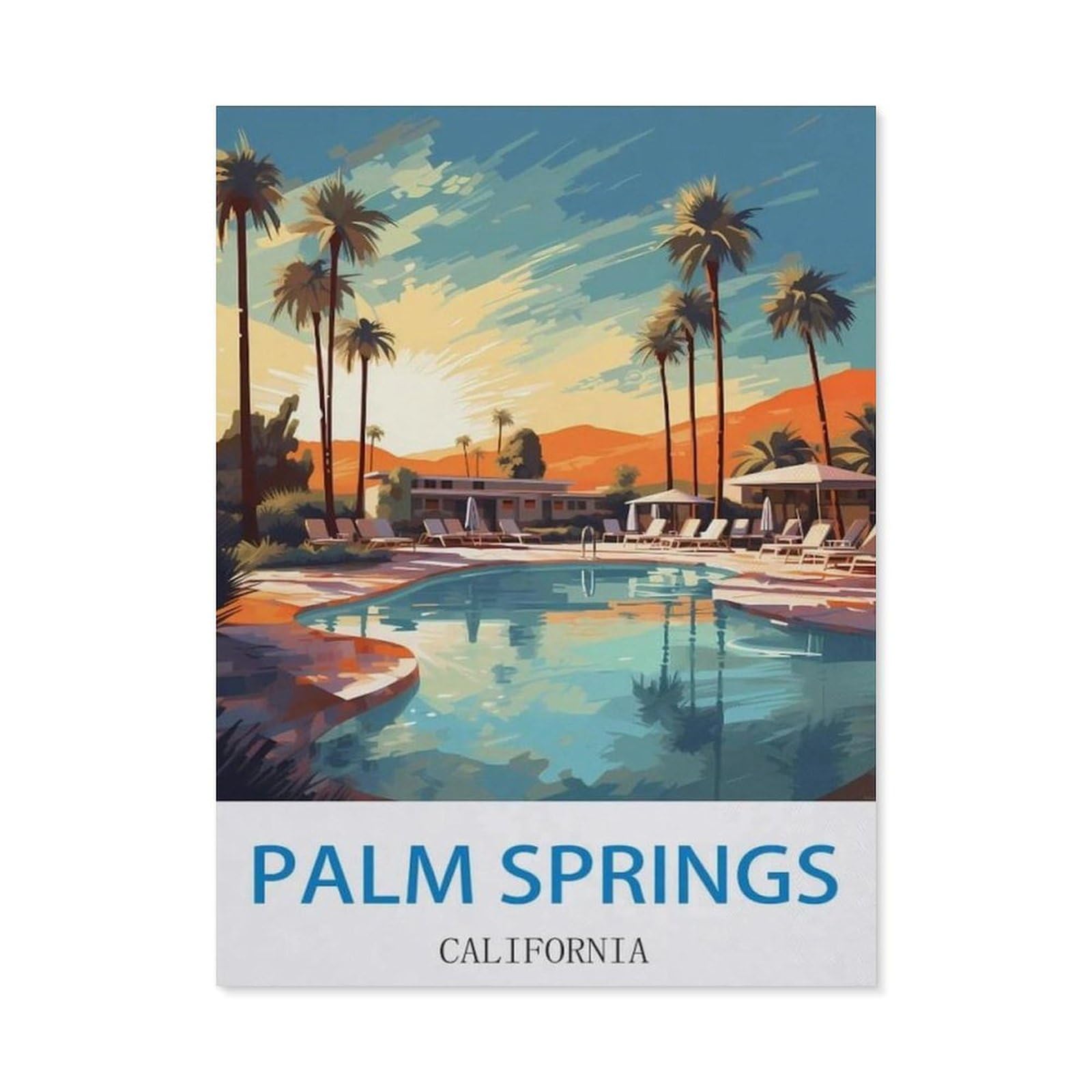 BEAYODKP 5D DIY Diamond Painting，Palm Springs California，Art Living Room Wall Decoration Gift（30 x 40 cm/11.81 x 15.74 inches）-CJ87