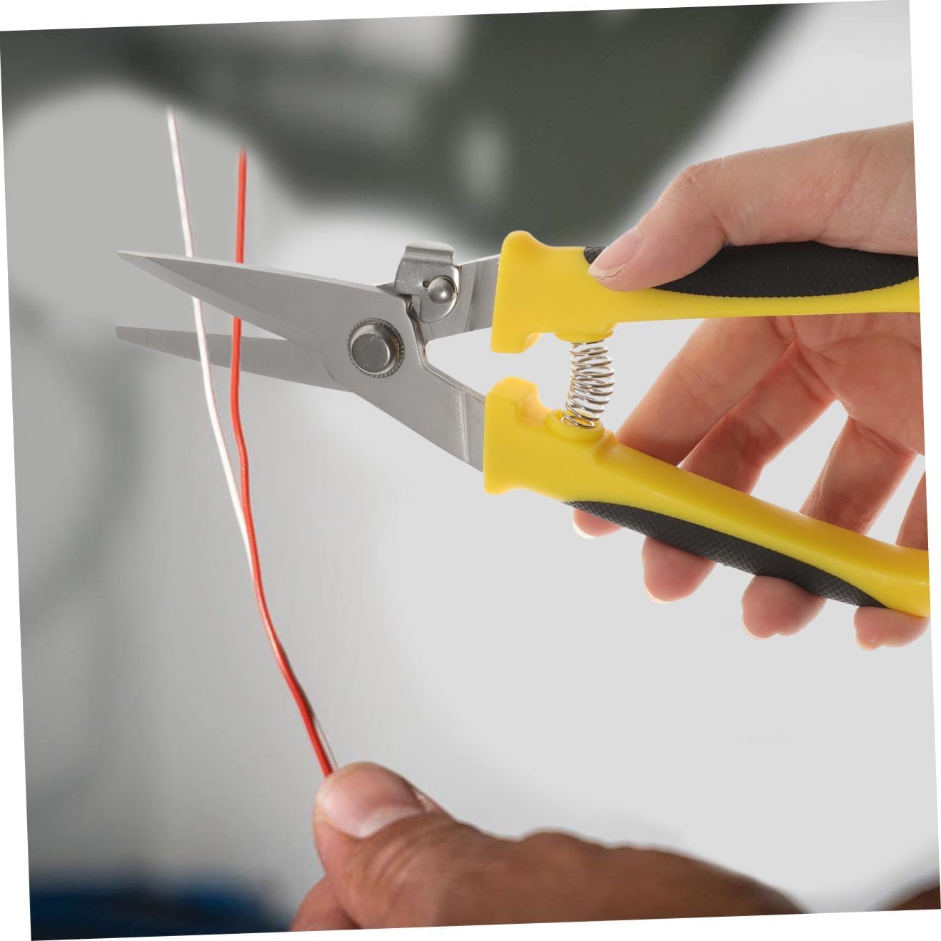 2pcs Heavy Duty Straight Head Metal Cutting Shears Ergonomic Wire Cutters for Crafts Spring Assisted Design for Metal Cardboard and Electric Wire