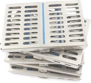 OdontoMed2011 German Grade Steel Set of 5 Dental Autoclave Sterilization Cassette Rack Box Tray for 10 Instrument ODM