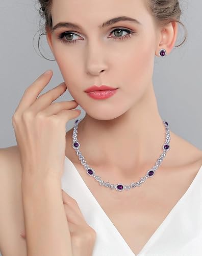 Miniatura 2 de EVER FAITH Juego de aretes y collar de hoja floral de lujo de cristal austriaco