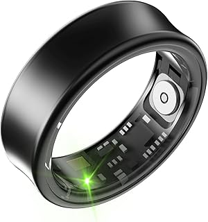 Tulbeys Smart Ring for Men & Women - 5ATM Waterproof, Health & Fitness Tracker, Heart Rate Monitor, Hand Gesture Brush Tiktok, Titanium Alloy Smart Rings for iOS/Android(Matte Black #11)