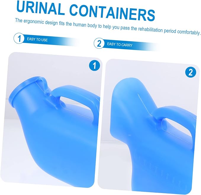 2 piezas de orinales portátiles para hombres y adultos mayores, con asa, prácticos y fáciles de usar para viaje y uso doméstico, incluye orinales miniatura 9