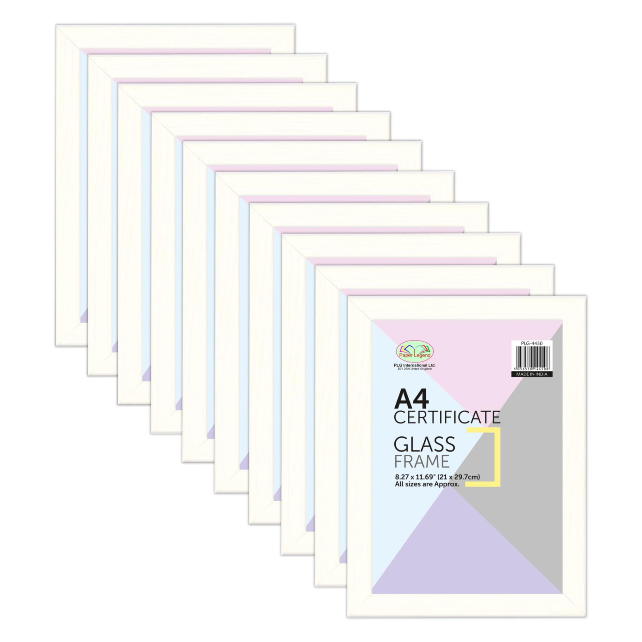 M1SS Pack of 8 X Glass Front A4 White Photo Frame Classic Design Border Picture Frame for Home, Office Classic Wall Mountable & Tabletop (21 x 29.7 cm)