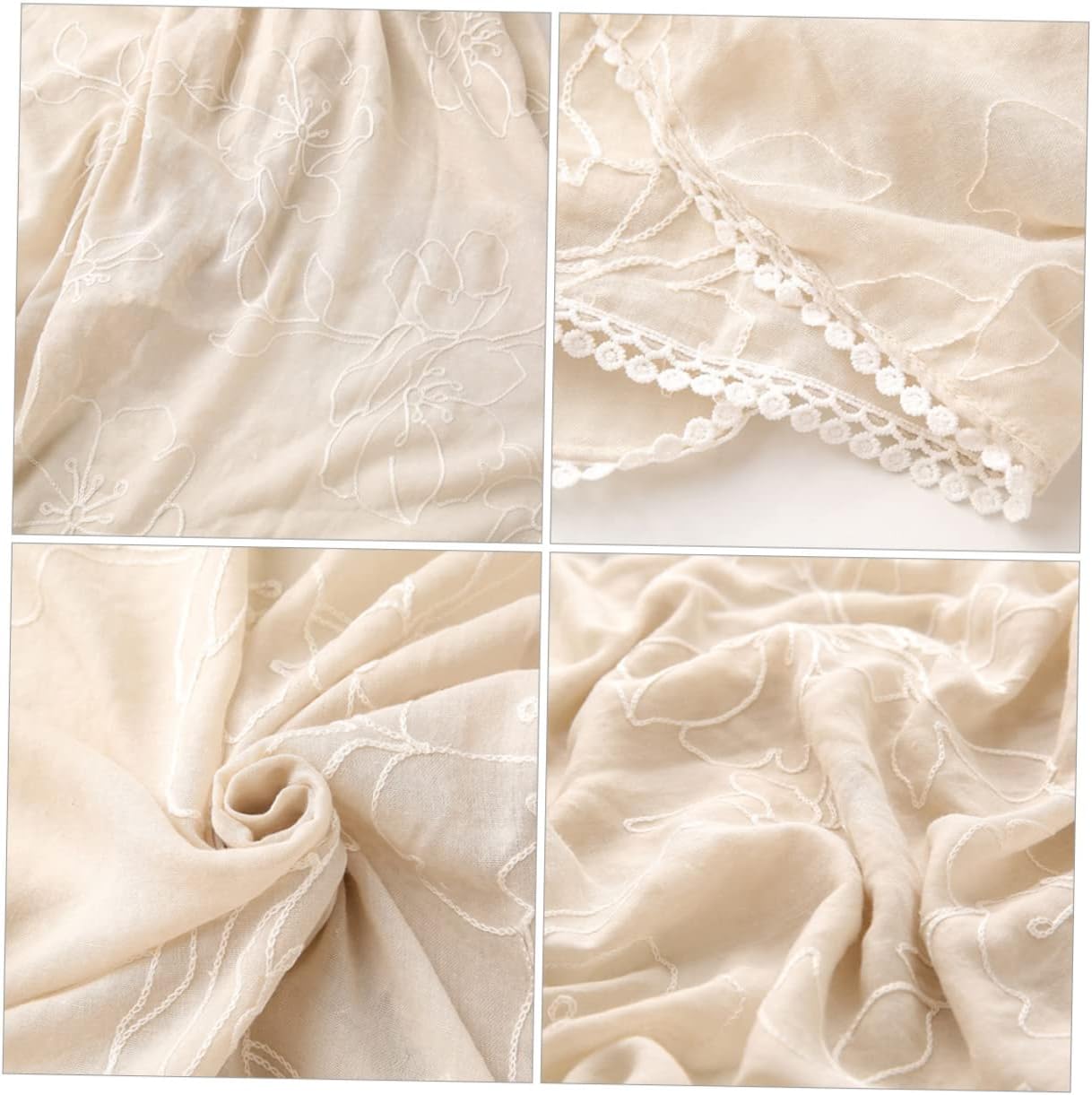 Girl Shoulder Shawl Beige Polyester Embroidered Lace Scarf for Women image 3