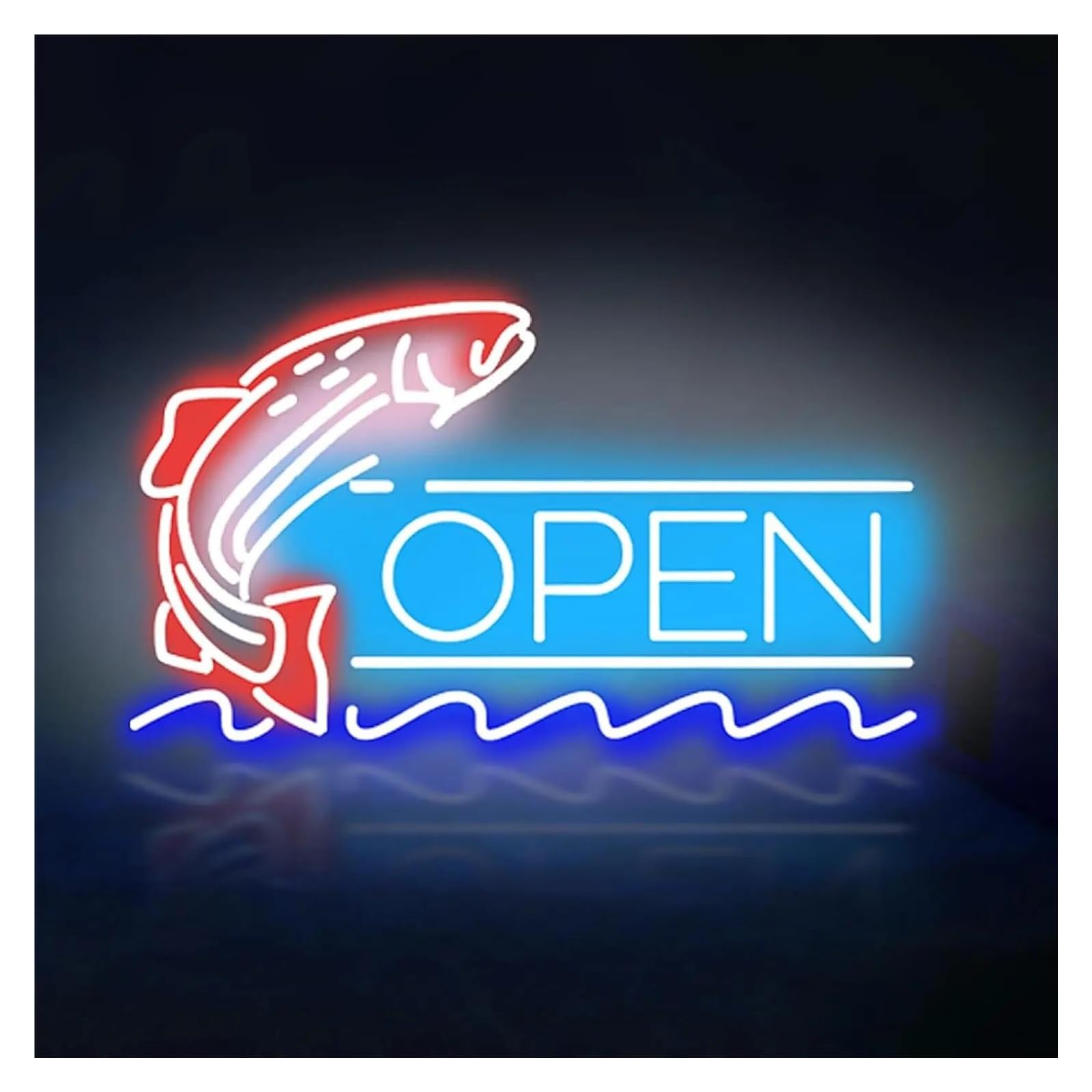 LEMST Signs Lamp Fish Shop Neon Sign LED Light Dimmable USB Powered for Supermarket Salmon Business Wall Decor Illuminated 45cmx24.7cm/17.7inx9.7in