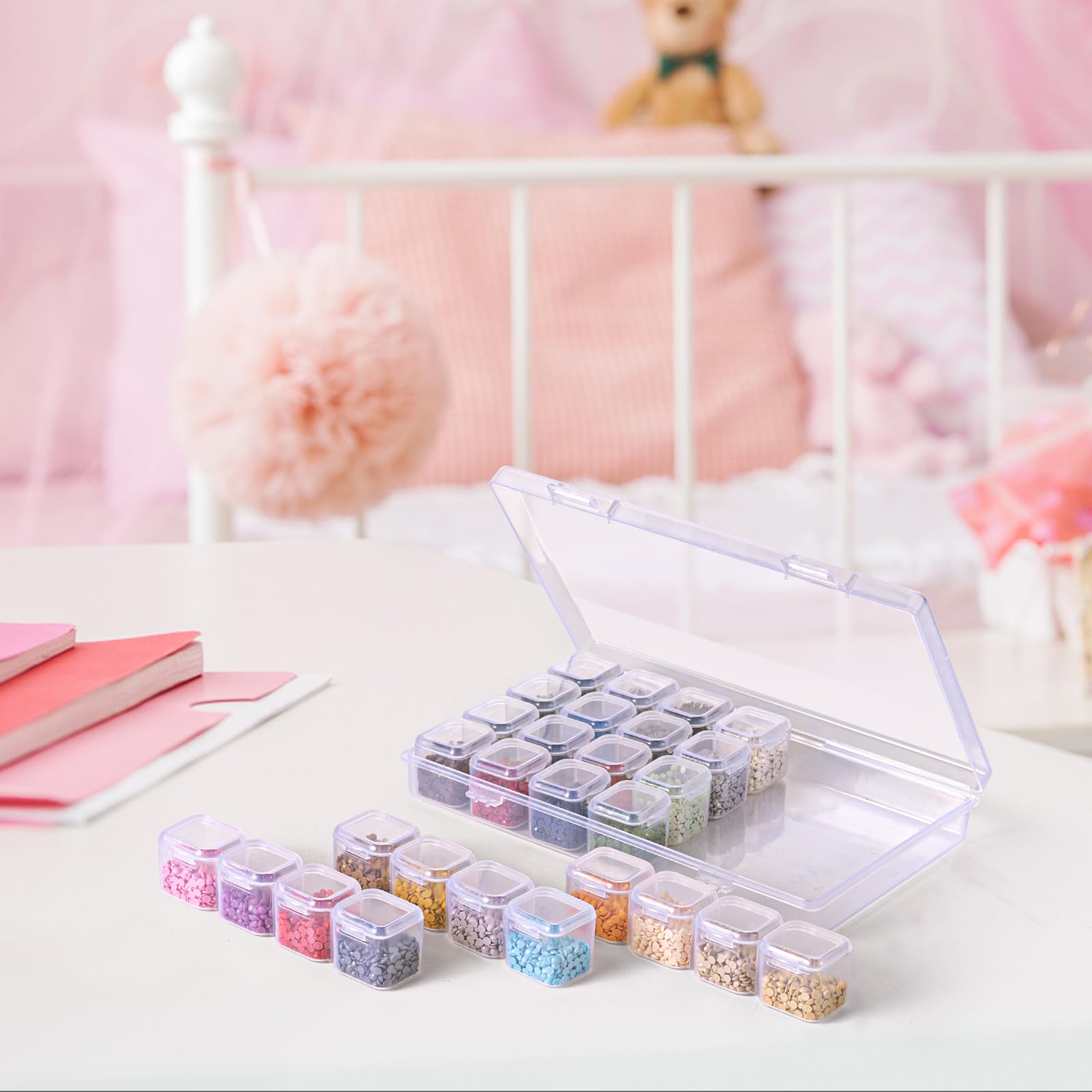 Organizer Plastica Scatola Organizer Per Diamond Painting - 28 Scomparti Trasparenti Con Coperchio | 2 Pezzi Scatola Trasparente - 6