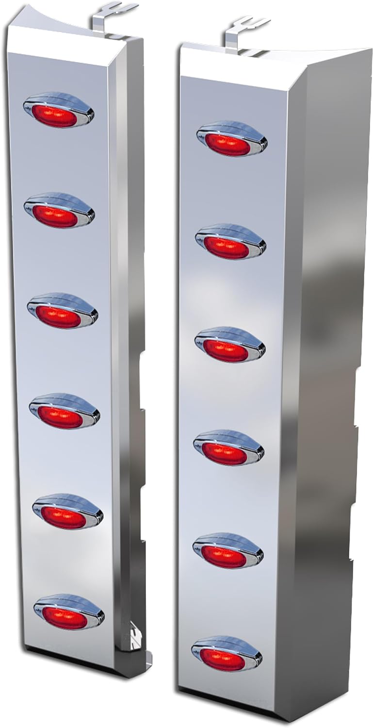 RoadWorks Peterbilt 589 Rear Breather Lights with (12) Mini Red/Red LED Lights | 31063MN