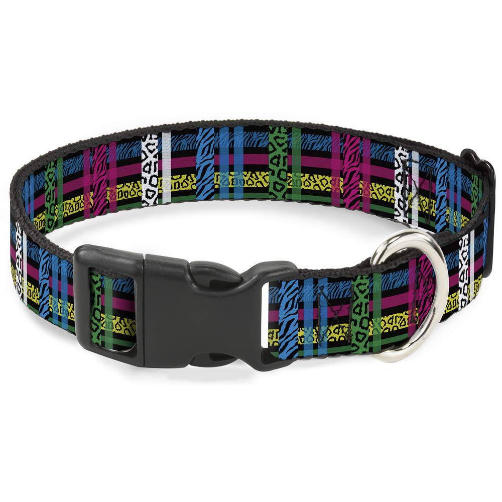 Collier Plaid Noir/Neon Animal Skins Buckle Down pour grand chien de 15 à 66 cm