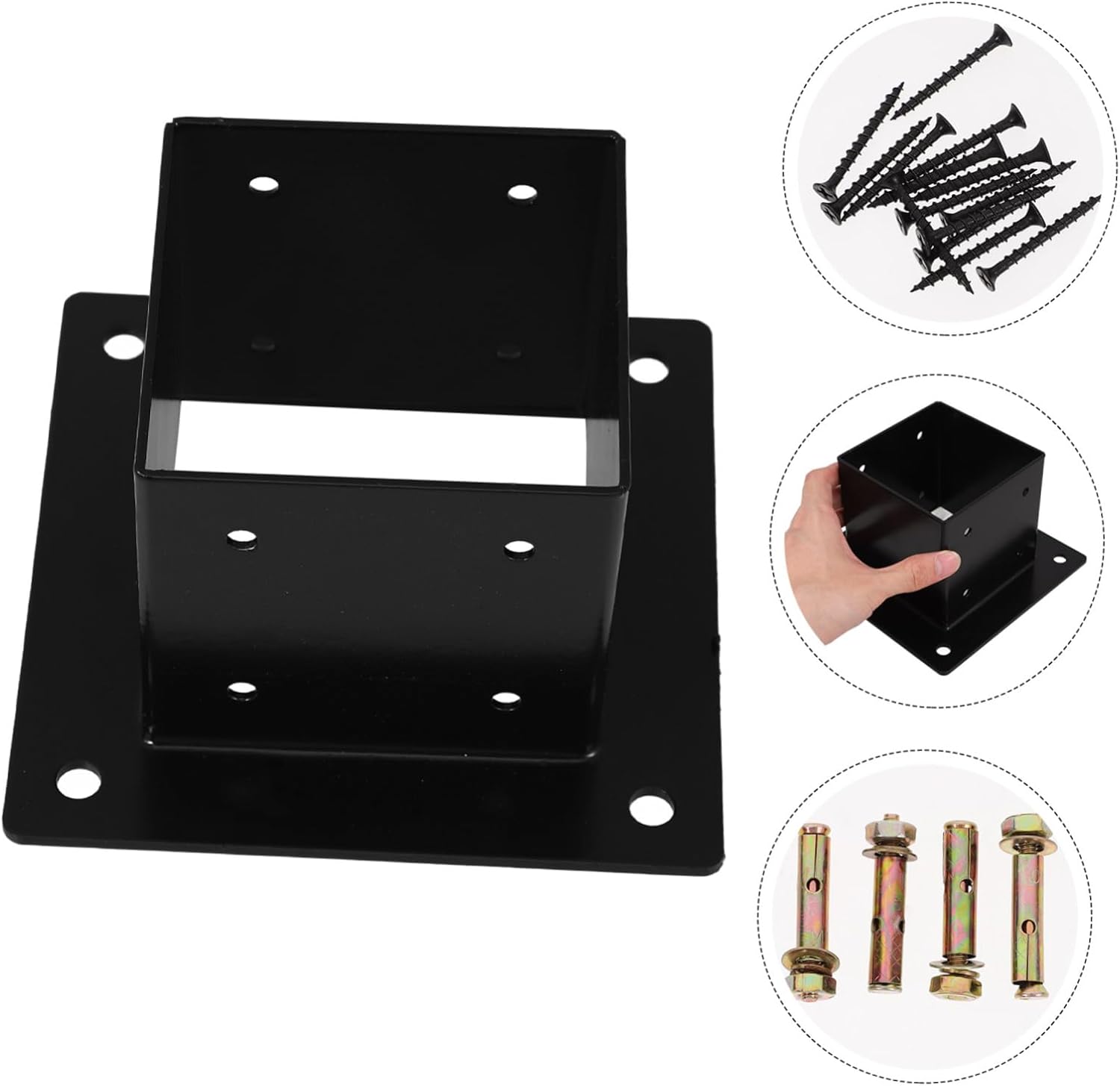 SUPVOX 1Set Iron Post Base Bracket for Handrail Mailbox Support Durable Iron Construction Easy Installation for Fence Railing Posts Multi Use Bracket for Extreme Weather Conditions