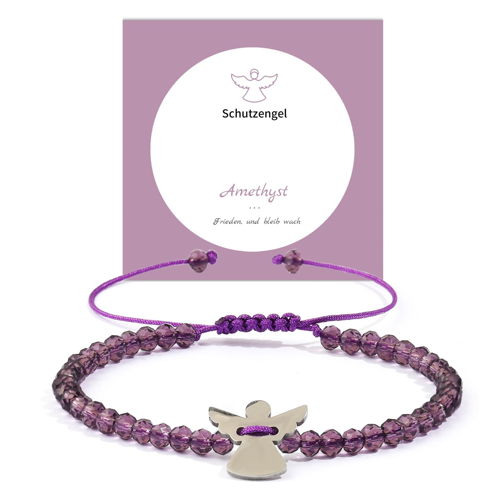 Kommunion Geschenke für Mädchen - Schutzengel Armband für Mädchen, Kommunion Baptism Kristall Amethyst Armband Christliche Geschenke für Damen New Girl, Patentante Geschenk