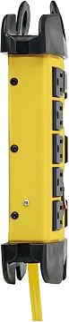 Tripp Lite Eaton TLM825SA Heavy Duty Power Strip with Surge Protection, 8 Outlets, 3900 Joules, Yellow Metal Housing, 25ft Cord, Keyhole Mounting Slots, Cord Wrap, Industrial Garage Work Shop Bench