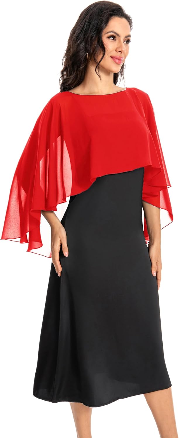 Baoqiya Women's Capelet Shawls and Wraps for Evening Dresses Soft Bridesmaid Shawl Chiffon Cape Wedding Cover Up