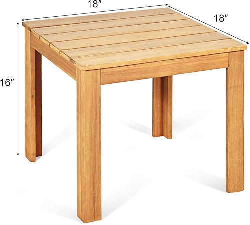 Miniatura 3 de Giantex Mesa auxiliar para exteriores, mesa Adirondack de madera de acacia con acabado de aceite, capacidad de peso de 220 libras, mesa auxiliar