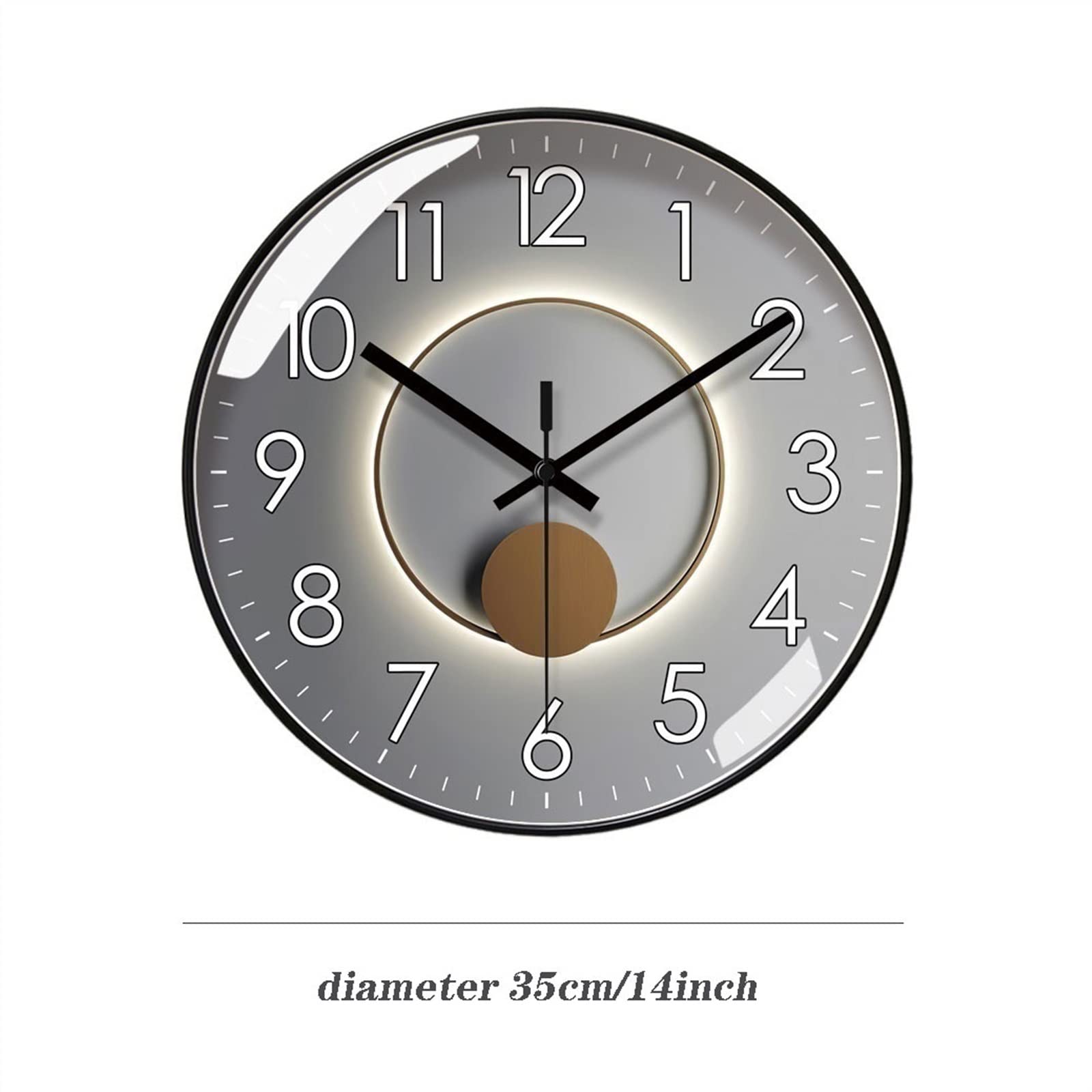 Cucina Orologio al quarzo da parete silenzioso di lusso leggero e alla moda digitale circolare semplice 25 cm/30 cm/35 cm Decorazioni per interni(14inch)