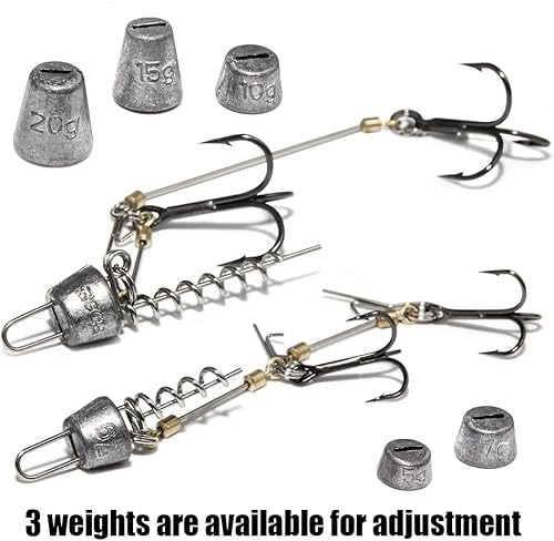 Miniatura 4 de Anzuelo de pesca, equipo de aparejo de tornillos de profundidad múltiple con peso de plomo, para cebo suave, señuelo de pesca, sombra de cebo suave