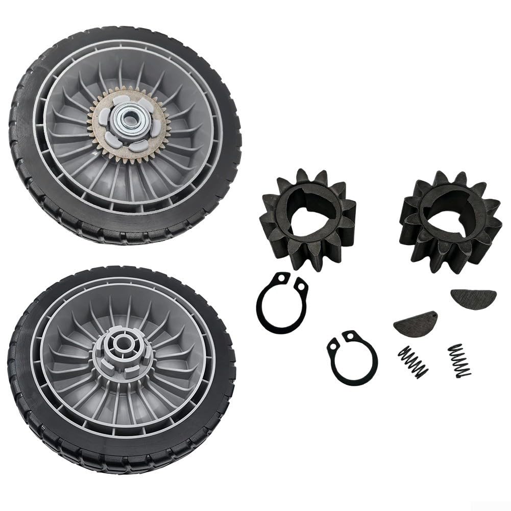 Zilimontt Ruedas para cortacésped Honda HRR216 HRS216 HRT216 | Neumáticos delanteros y traseros de 8 x 2 pulgadas con orificio de 1/2 pulgada | Kit de piezas de repuesto que incluye engranajes de