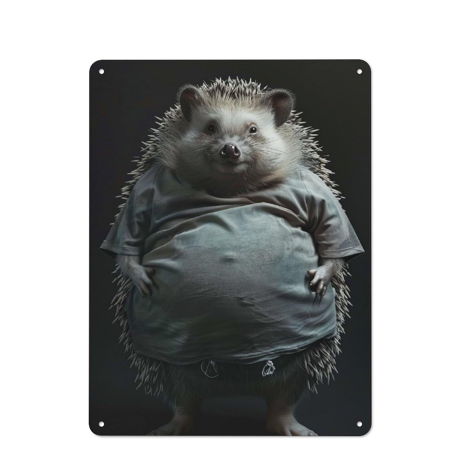 Hedgehog Fat Country Style Metal Wall Decor 40x30cm, Decorative Metal Sign for Kitchen, Cafe, Pantry Or Dining Room