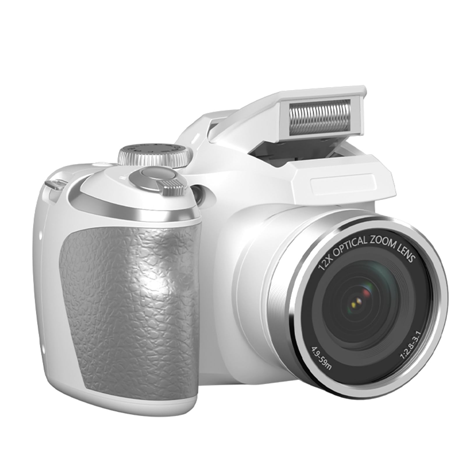 Bewinner Fotocamera Digitale 4K per Fotografia, Fotocamere Vlogging da 60 MP con Schermata da 2,88 ", Zoom Ottico 12x, Videocamera Video Autofocus per Principiante (WHITE)