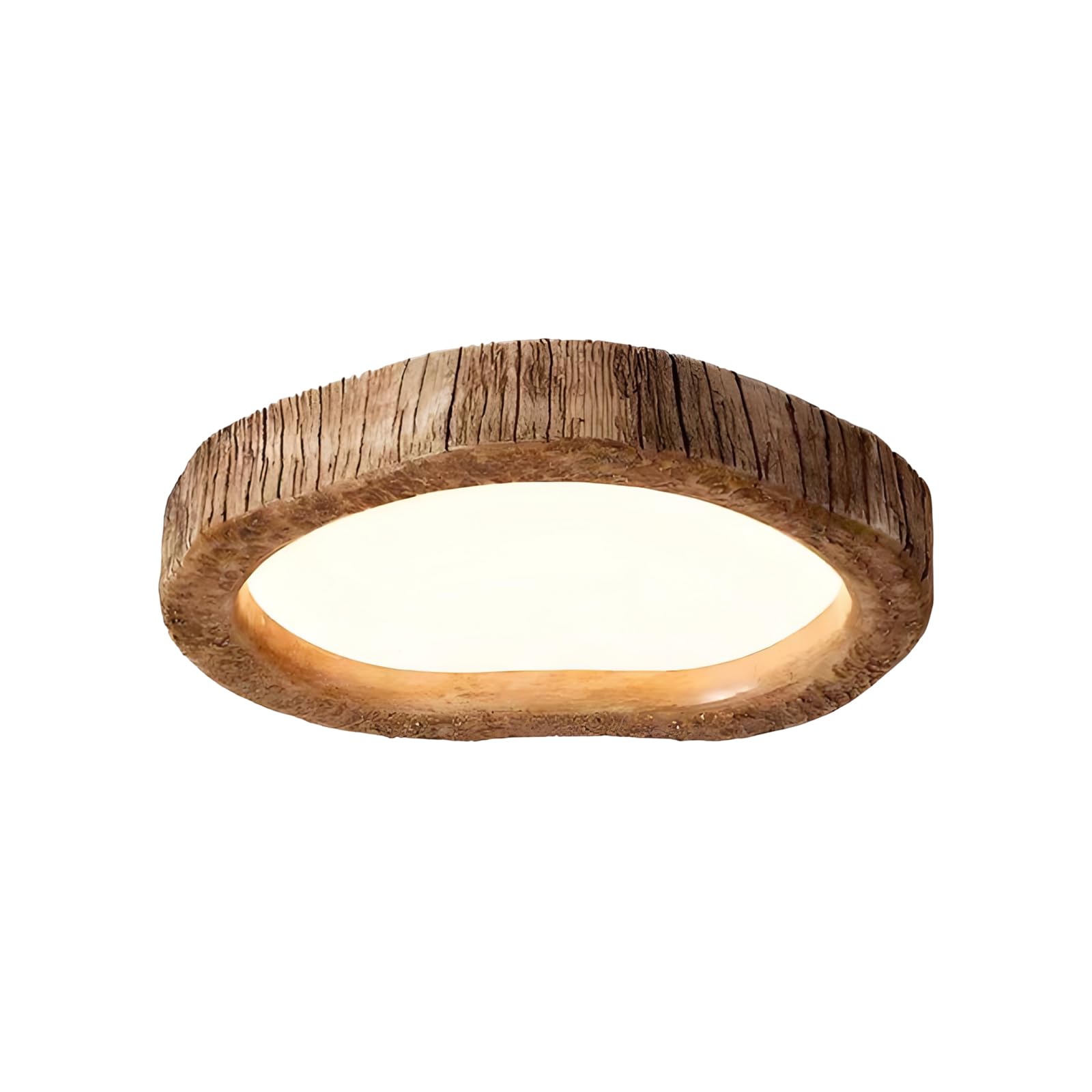 YNVIOZM Dimmable LED Flush Mount Ceiling Light with Remote Control Round Vintage Resin LED Low Profile Close to Ceiling Lighting Fixtures for Farmhouse Kitchen Bedroom Bathroom Laundry Room