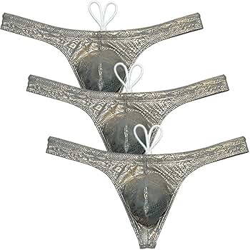 AQUX Bulge Swim × SURF Silver Mens Metallic Shiny Thong Swimsuit Bulge Pouch Bikini