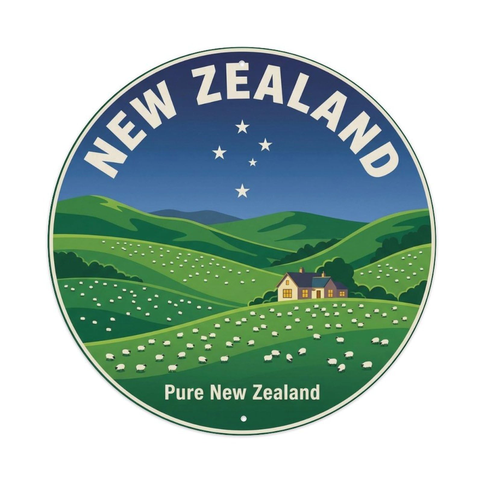 Vintage Travel New Zealand Trip Vintage Metal Tin Sign Plaque Wall Decor for Cafe, Club Bar, Office, Garden Metal Poster 8x8Inch