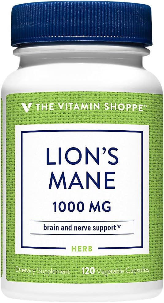 The Vitamin Shoppe Lion’s Mane – Nootropic Mushroom Formula for Brain & Nerve Support – 1,000 MG (120 Vegetable Capsules)