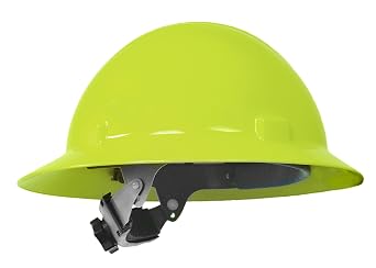 ERB 19220 Full Brim Hard Hat with 4-Point Ratchet Suspension, Lime