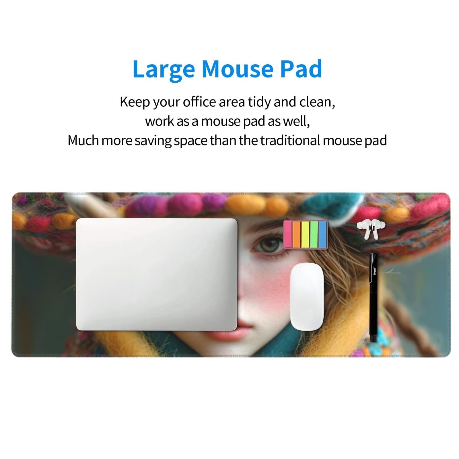 Tappetino Mouse, Tappetino Mouse Gaming Grande XXL 1500x800x3mm Tappetino Scrivania Mouse Pad, Base in Gomma Antiscivolo, Bordi Cuciti,Lavabile, Mousepad per Ufficio e Gaming (ragazza) R-540