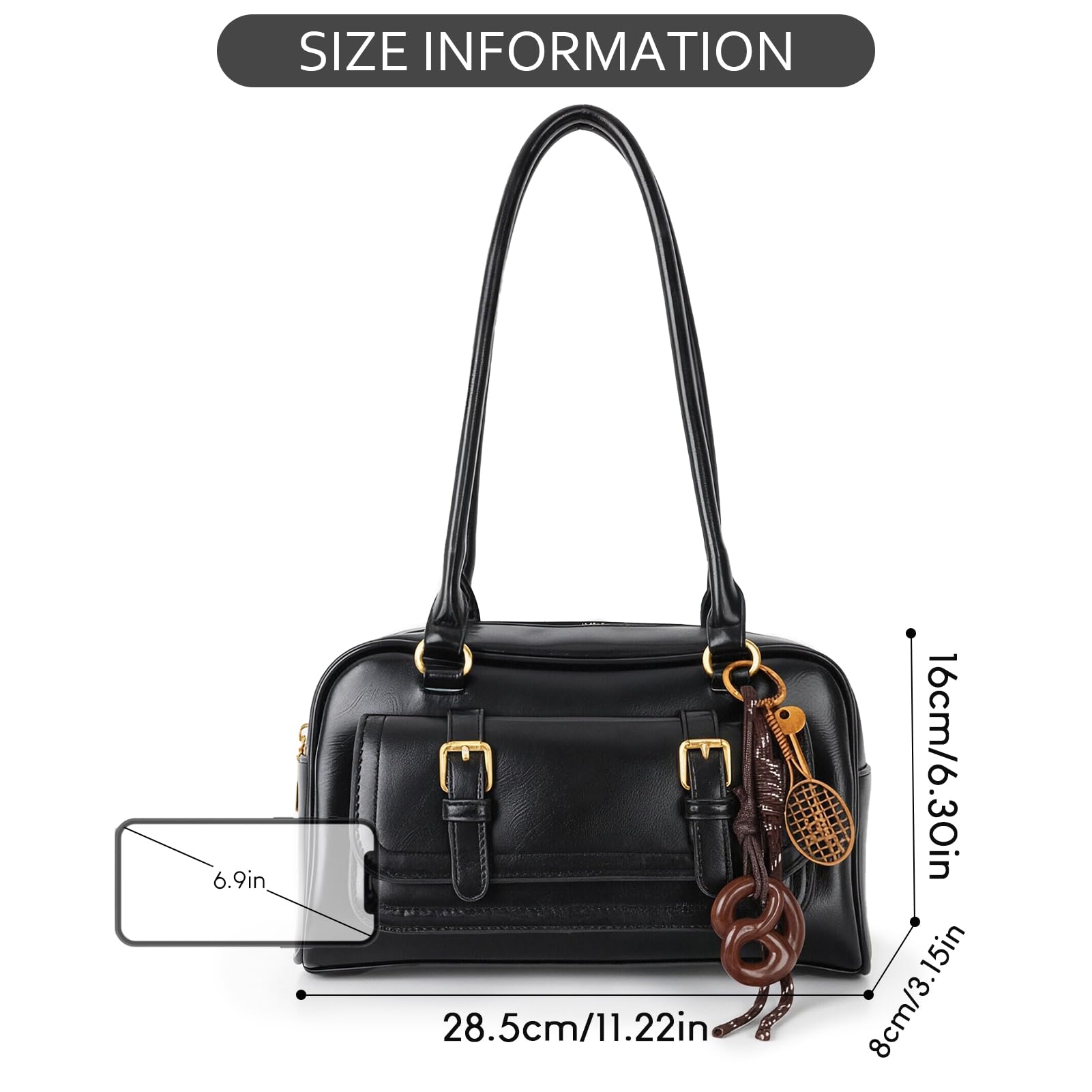 Bolso de Hombro para Mujer Y2K de Moda Bolso de Mano Cuero Vegano Bolso Hobo Bolso de Compras Elegante Bolsos Y2K Vintage para Conciertos Trabajo Diario