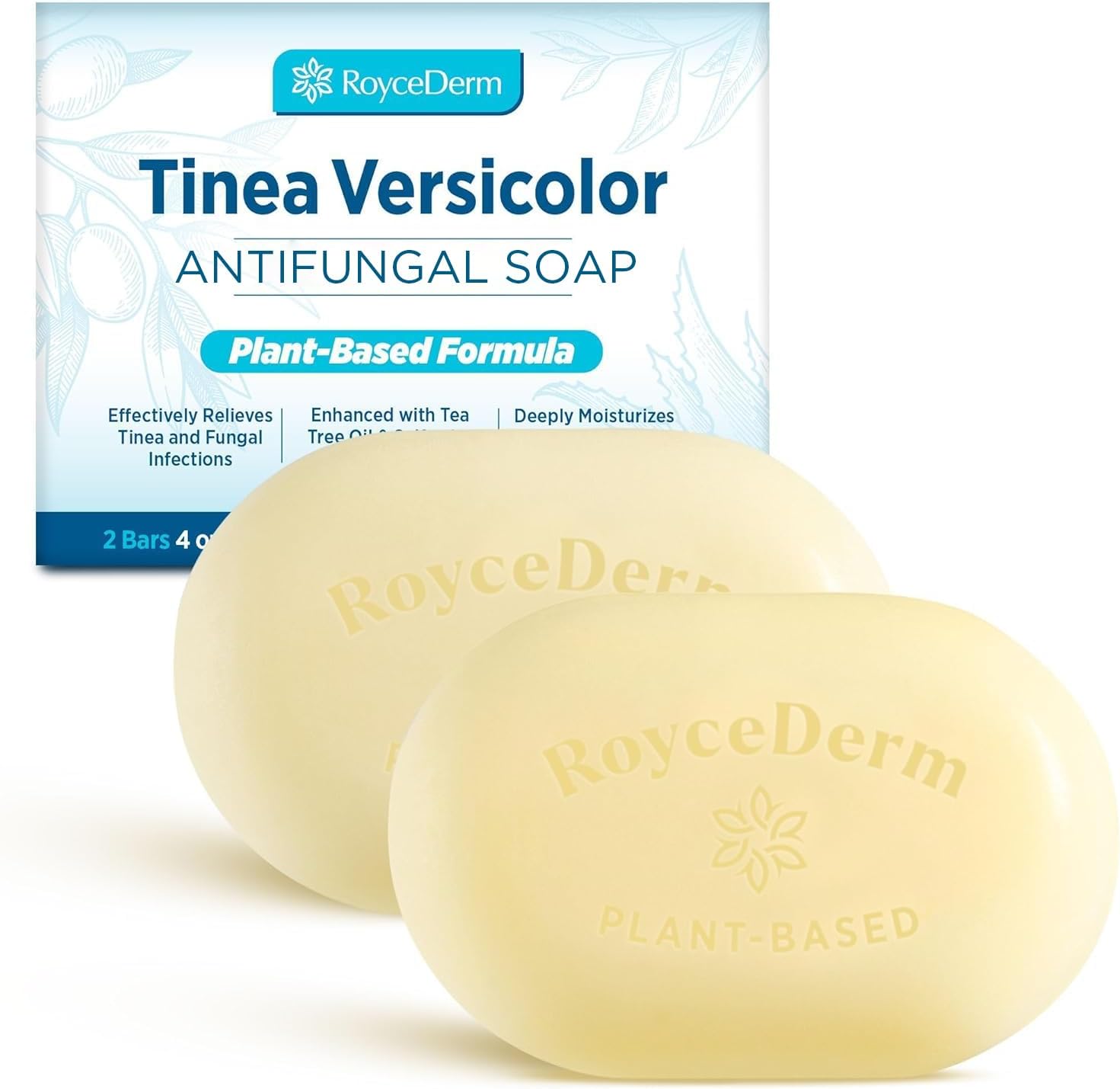 Roycederm Tinea Versicolor Relief Soap: Tea Tree Oil & Sulfur Cleansing Bar, Soothes Irritation, Hydrates & Supports Skin Health