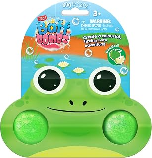 2 x Cool Frog Bath Bombs on Gift Card, Children's Value Birthday Gifts for Boys and Girls, Favours, Rewards, Prizes, Party Bag Fillers, Pinata Toys, Pocket Money Toy, Bath Fizzers for Toddlers