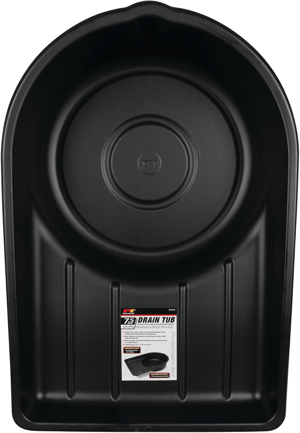 Performance Tool W4072 Black Extra Large Portable 7.5 Gallon Oil Drain Pan, (28.4 L)