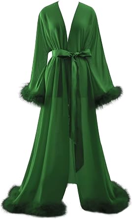 Feather Robe Long Wedding Lingerie Fur Illusion Chiffon Bridal Wedding Scarlf Nightgown Bathrobe