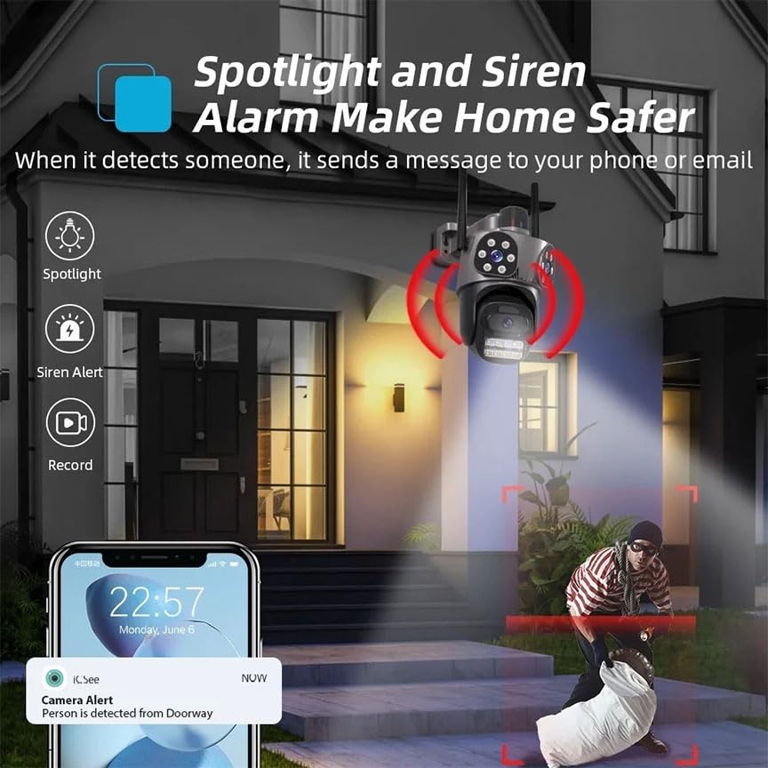 Telecamera IP 8MP 4K esterno WiFi PTZ 3 obiettivo doppio schermo 8X zoom CCTV Applicazione ICSEE