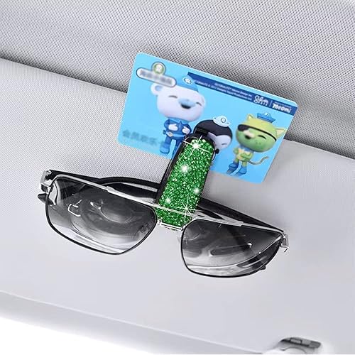 Miniatura 7 de Juego de 2 soportes para lentes de sol con diamantes de imitación brillantes con esponja antiarañazos, decoración de automóvil para mujeres y niñas,