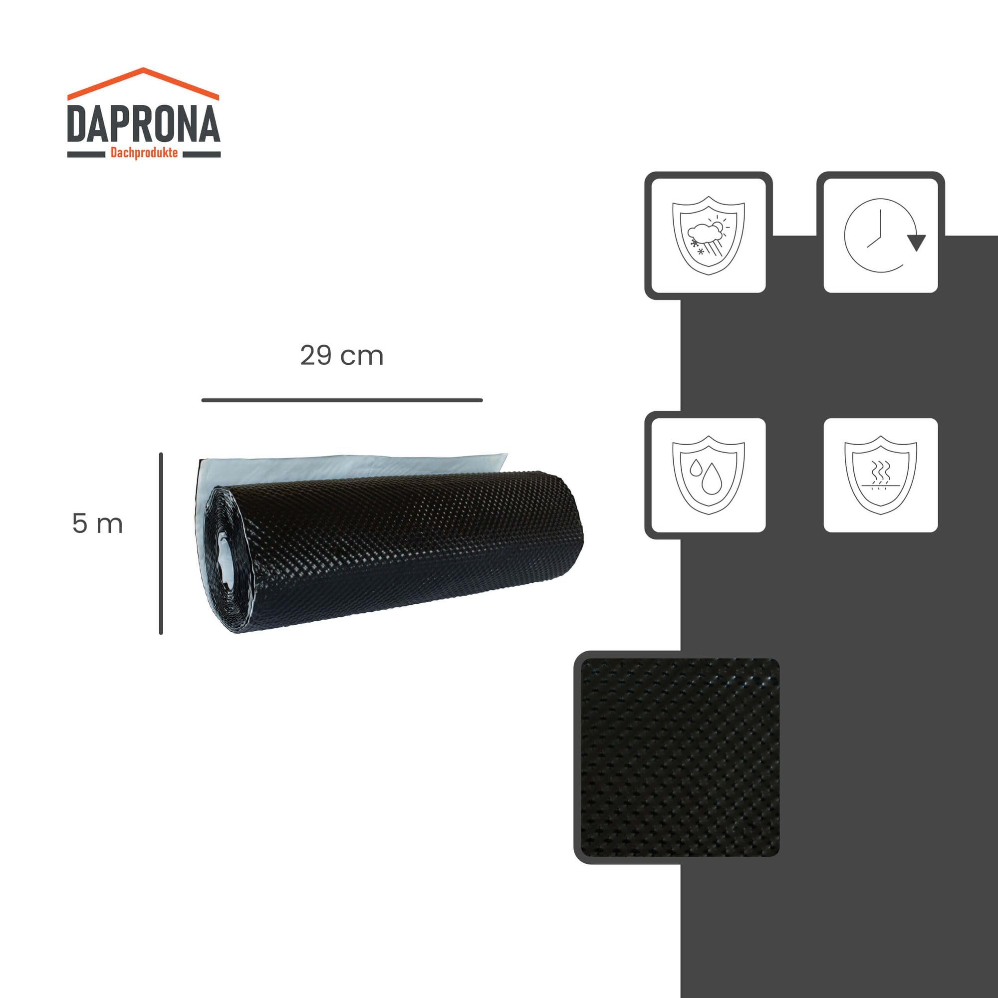 Nastro di raccordo a parete 3D 5m x 29cm Nero alluminio