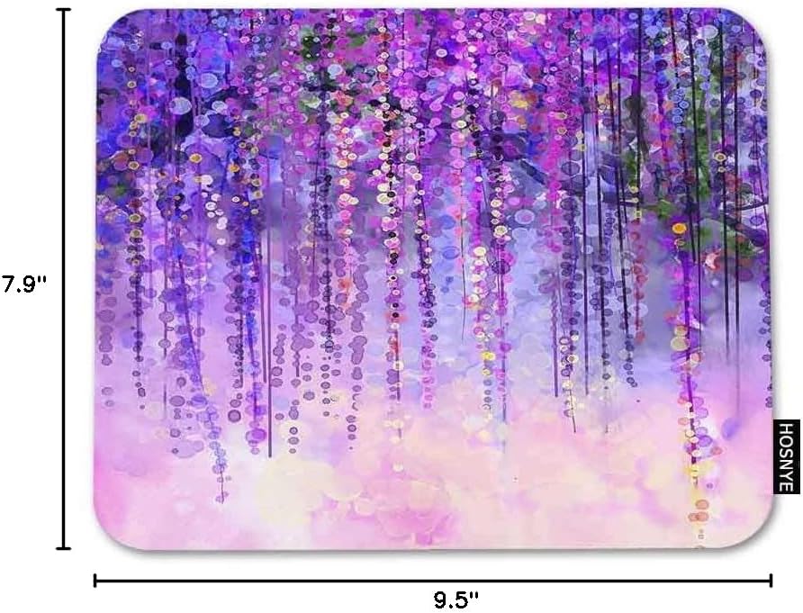HOSNYE Abstract Wisteria Mouse Pad Square Anti-Slip Rubber Mousepad Spring Purple Flowers Wisteria with Bokeh Background Edges for Gaming Office Laptop Computer PC Men Women Kids image 3