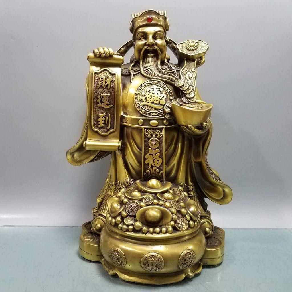 Posąg Buddy do wnętrz Brązowy Bóg bogactwa Posąg Buddy Ozdoby Dom Store Feng Shui Ozdoby Biuro Pulpit Rzeźba Medytująca Statua Buddy Figurka Rzeźba