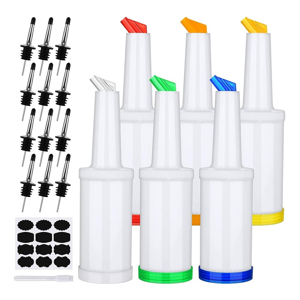 6 Pacchi Bottiglie di Versamento in Plastica con Beccuccio A Veicoli in Acciaio Inossidabile per Negozio di Liquori e Succo