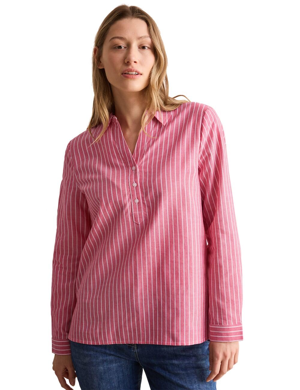 Cecil Women's B345319 Striped Oxford Blouse, Granita Red, M