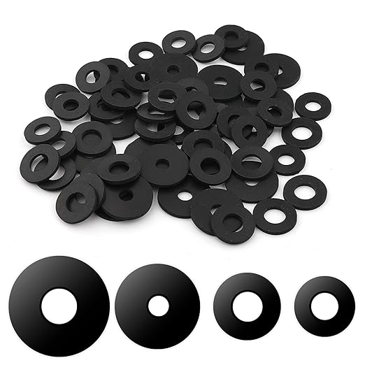 80pcs Flat Rubber Washers Assortment Kit, 18/20/25/30mm Rubber Washers