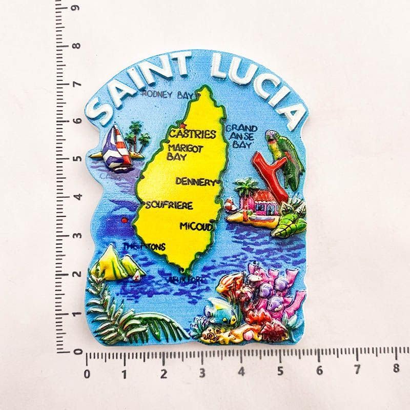 Imán para nevera 3D resin Saint Lucia multicolor miniatura 5