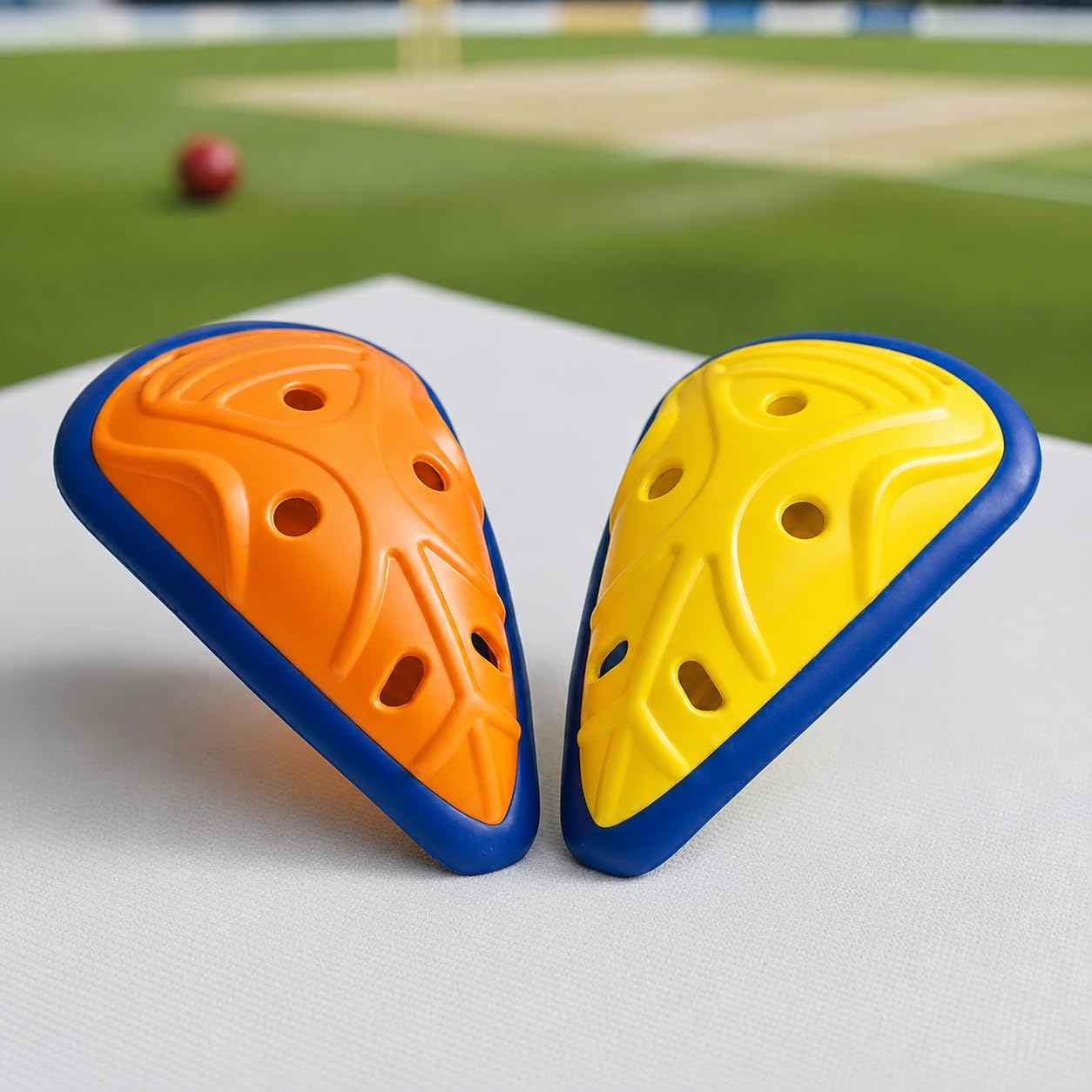 Abdominal Guard - Pack of 2 | Impact-Resistant Fiber Shell | Soft Cushion (Orange & Yellow)-image-3