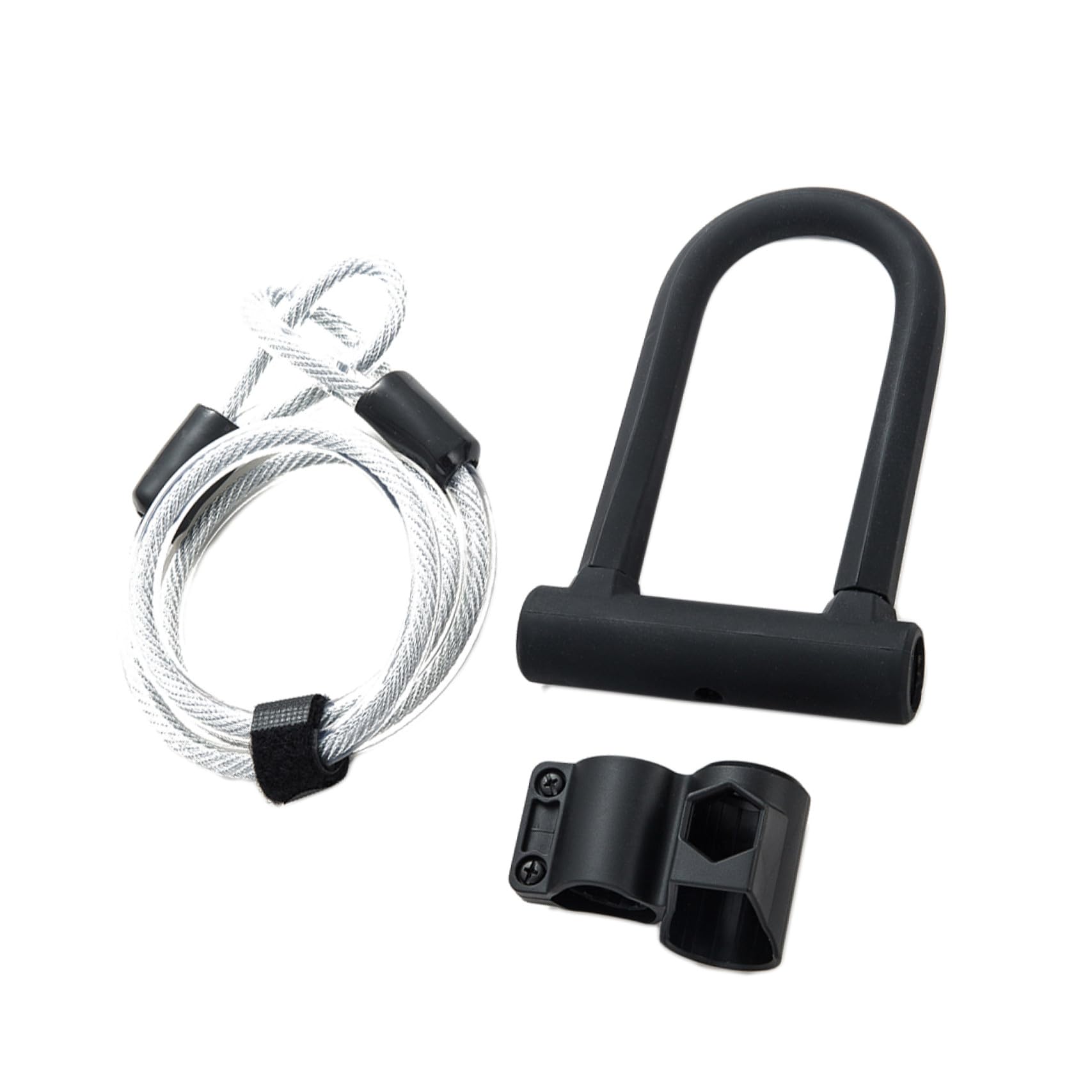 Antivol U Noir pour Vélo et Trottinette, Haute Sécurité | Acier et Abs, 2 Clés de Secours Incluses, Câble Acier pour Verrouillage Renforcé