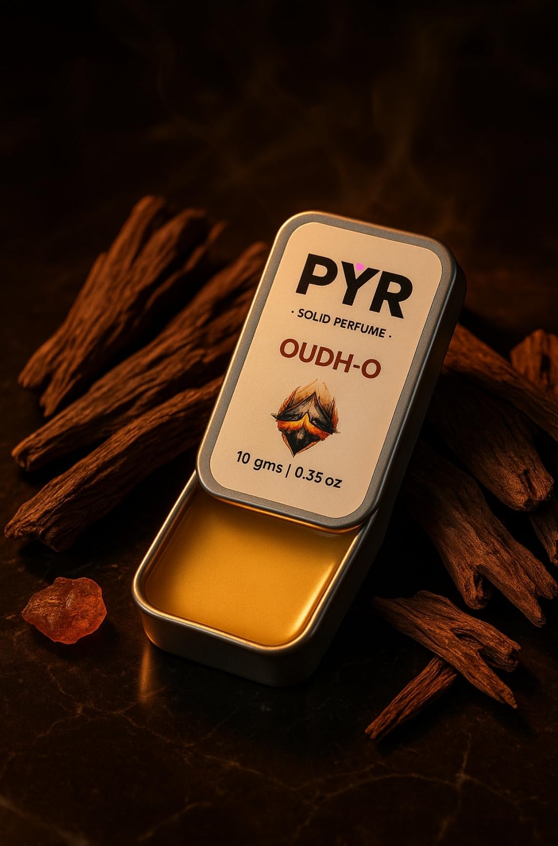 PYR Solid Perfume Wax for Men & Women | OUDH-O Long-Lasting & Strong Fragrance | Non-Greasy & Travel-Friendly | Perfect for Date Night & Gifting | 10g